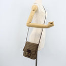 FENDI Zucchino Canvas Shoulder Bag Beige Gold Auth 173996-25