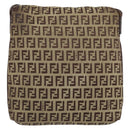 FENDI Zucchino Canvas Shoulder Bag Beige Gold Auth 173996-2