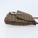 FENDI Zucchino Canvas Shoulder Bag Beige Gold Auth 173996-3