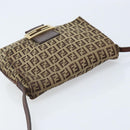 FENDI Zucchino Canvas Shoulder Bag Beige Gold Auth 173996-6