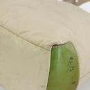 PRADA Shoulder Bag Nylon Beige Green Silver Auth 173997-9