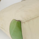PRADA Shoulder Bag Nylon Beige Green Silver Auth 173997-14