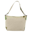 PRADA Shoulder Bag Nylon Beige Green Silver Auth 173997-2