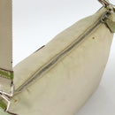 PRADA Shoulder Bag Nylon Beige Green Silver Auth 173997-6