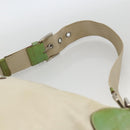 PRADA Shoulder Bag Nylon Beige Green Silver Auth 173997-8