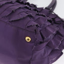 PRADA Hand Bag Nylon Leather Purple Gold Auth 173998-14