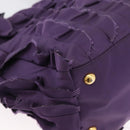 PRADA Hand Bag Nylon Leather Purple Gold Auth 173998-15