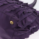 PRADA Hand Bag Nylon Leather Purple Gold Auth 173998-16