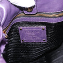 PRADA Hand Bag Nylon Leather Purple Gold Auth 173998-17