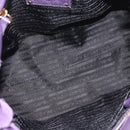 PRADA Hand Bag Nylon Leather Purple Gold Auth 173998-11