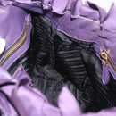 PRADA Hand Bag Nylon Leather Purple Gold Auth 173998-18