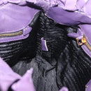 PRADA Hand Bag Nylon Leather Purple Gold Auth 173998-19
