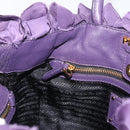 PRADA Hand Bag Nylon Leather Purple Gold Auth 173998-20