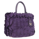 PRADA Hand Bag Nylon Leather Purple Gold Auth 173998-1