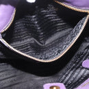 PRADA Hand Bag Nylon Leather Purple Gold Auth 173998-21