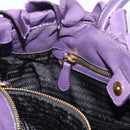 PRADA Hand Bag Nylon Leather Purple Gold Auth 173998-22