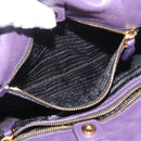 PRADA Hand Bag Nylon Leather Purple Gold Auth 173998-23