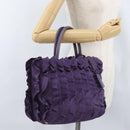 PRADA Hand Bag Nylon Leather Purple Gold Auth 173998-24