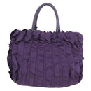PRADA Hand Bag Nylon Leather Purple Gold Auth 173998-2