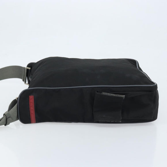 PRADA Sports Shoulder Bag Nylon Black Silver Auth 173999