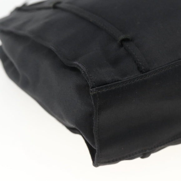 PRADA Hand Bag Satin Black Auth 174000