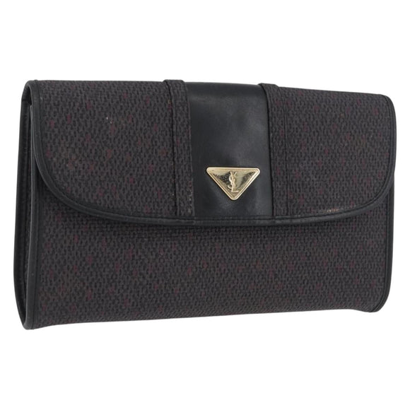 SAINT LAURENT Clutch Bag PVC Purple Gold Auth 174001