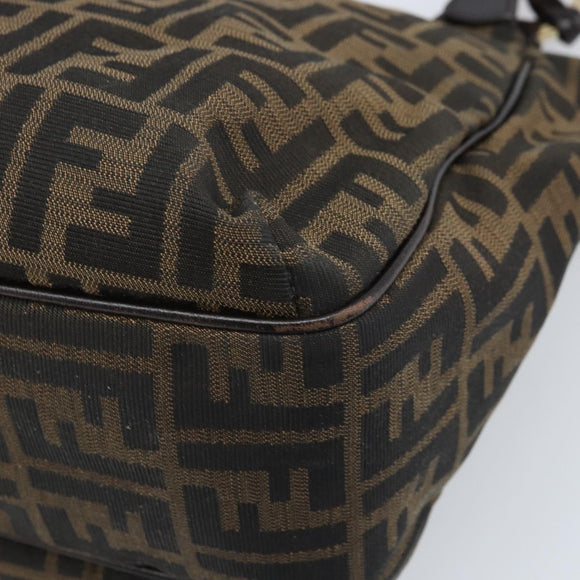 FENDI Zucca Canvas Hand Bag Black Brown Auth 174003