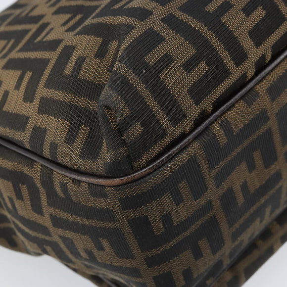 FENDI Zucca Canvas Hand Bag Black Brown Auth 174003