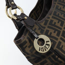 FENDI Zucca Canvas Hand Bag Black Brown Auth 174003-17