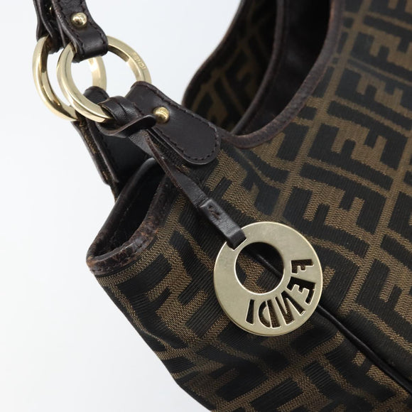 FENDI Zucca Canvas Hand Bag Black Brown Auth 174003