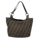 FENDI Zucca Canvas Hand Bag Black Brown Auth 174003-2