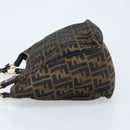 FENDI Zucca Canvas Hand Bag Black Brown Auth 174003-4
