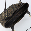 FENDI Zucca Canvas Hand Bag Black Brown Auth 174003-6