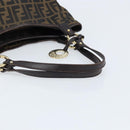 FENDI Zucca Canvas Hand Bag Black Brown Auth 174003-7