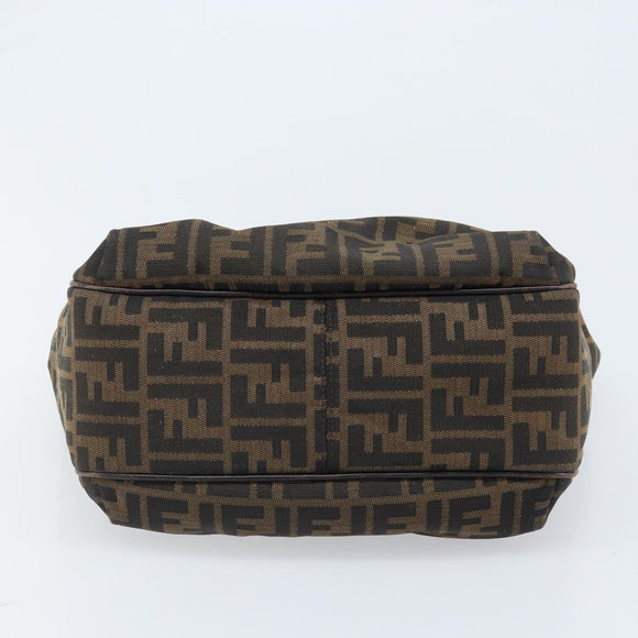 FENDI Zucca Canvas Hand Bag Black Brown Auth 174003