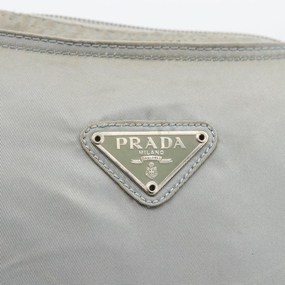 PRADA Schoudertas Nylon Grijs Zilver Auth 174005
