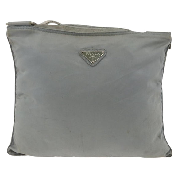 PRADA Schoudertas Nylon Grijs Zilver Auth 174005