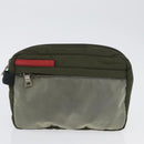 PRADA Pouch Nylon 3 Set Purple Khaki black Auth 174009-17