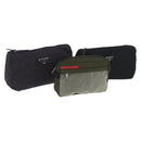 PRADA Pouch Nylon 3 Set Purple Khaki black Auth 174009-1