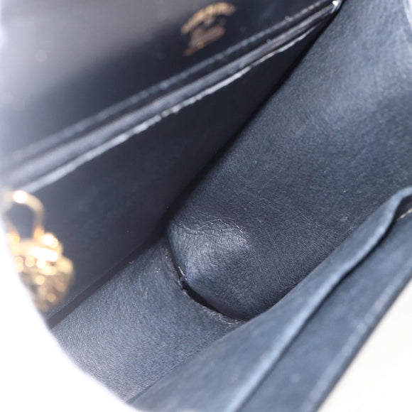 GUCCI Shoulder Bag Leather Black Gold Auth 174014
