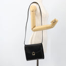 GUCCI Shoulder Bag Leather Black Gold Auth 174014-23