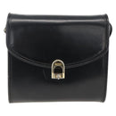 GUCCI Shoulder Bag Leather Black Gold Auth 174014-13