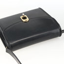 GUCCI Shoulder Bag Leather Black Gold Auth 174014-6