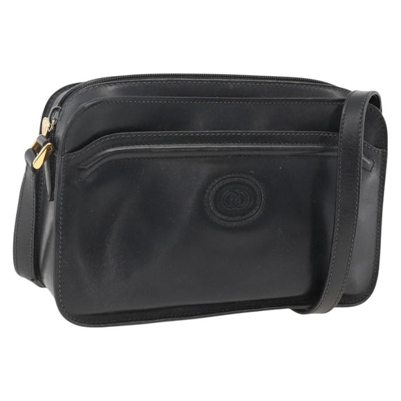 GUCCI Shoulder Bag Leather Black Gold 007 256 0051 Auth 174016