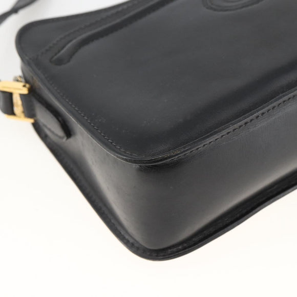GUCCI Shoulder Bag Leather Black Gold 007 256 0051 Auth 174016