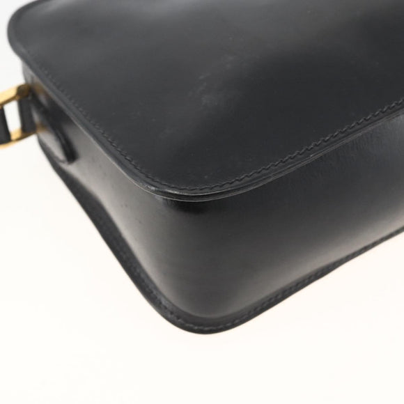 GUCCI Shoulder Bag Leather Black Gold 007 256 0051 Auth 174016
