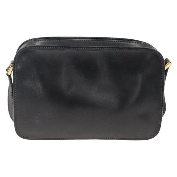 GUCCI Shoulder Bag Leather Black Gold 007 256 0051 Auth 174016