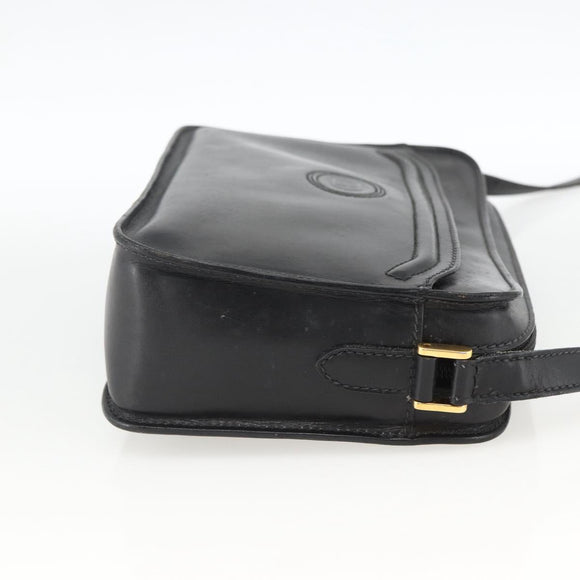 GUCCI Shoulder Bag Leather Black Gold 007 256 0051 Auth 174016
