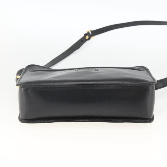 GUCCI Shoulder Bag Leather Black Gold 007 256 0051 Auth 174016