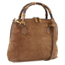 GUCCI Bamboo Hand Bag Suede 2way Brown 000 122 0290 Auth 174017-1